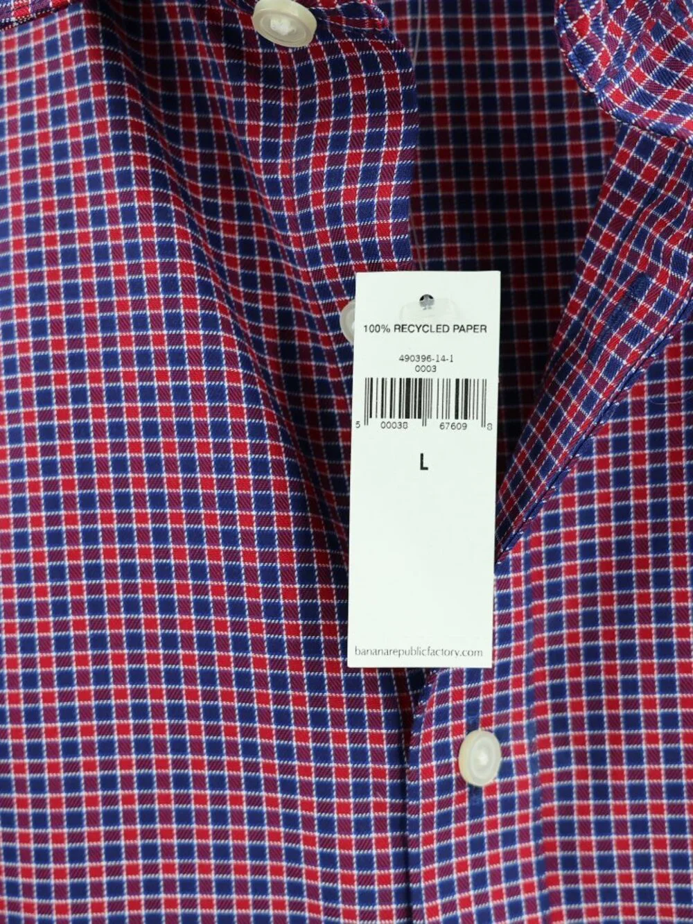 NWT Banana Republic Shirt Men Large Button Up Plaid Standard Fit Non Iron Cotton